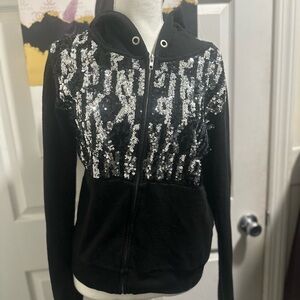 Victoria's secret bling  Black and Silver Hoodie size large